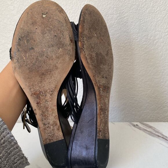 Jimmy Choo Black buckle ankle strap wedge sandals - Picture 8 of 10
